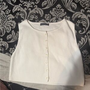 Brandy Melville Cream Button-Up Crop Top